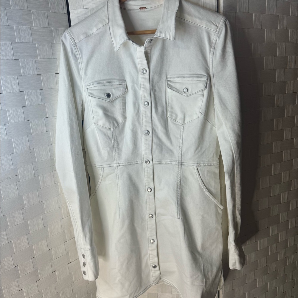 Free People White Button up Dress